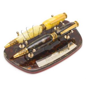 Ручки из натурального янтаря с золотой основой - AmberArt
